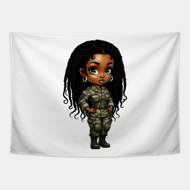 Black Military Woman Tapestry by UrbanLifeApparel