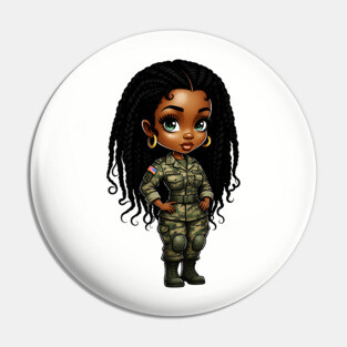 Black Military Woman Pin