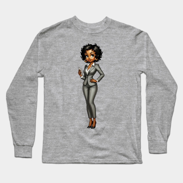 Black Business Woman Long Sleeve T-Shirt by UrbanLifeApparel