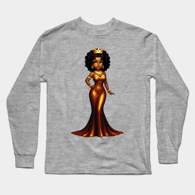 Black Queen Long Sleeve T-Shirt by UrbanLifeApparel