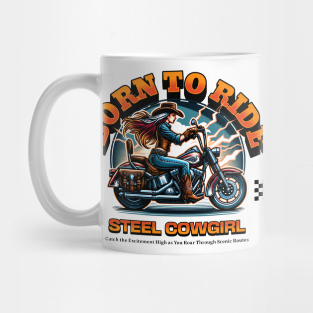 Steel Cowgirl Born to Ride - Biker Spirit Design by Urbanprint