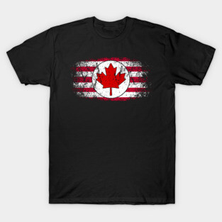 American / Canadian Flag - Vintage Distressed T-Shirt