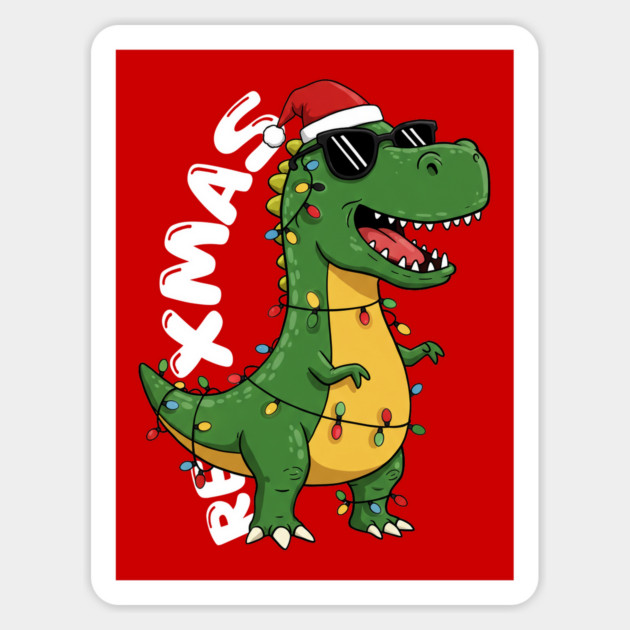 Dinosaur Christmas Magnet by Megadorim