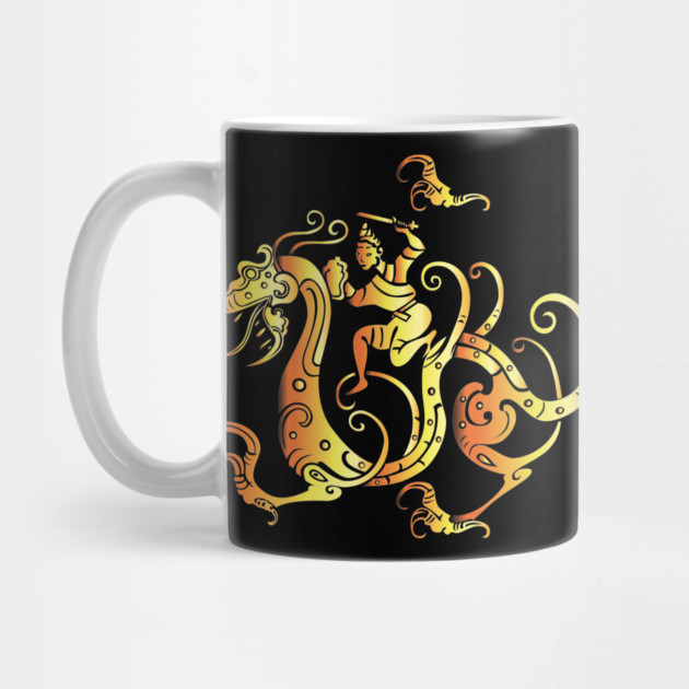 Golden Chinese Dragon Warrior by Urbanprint