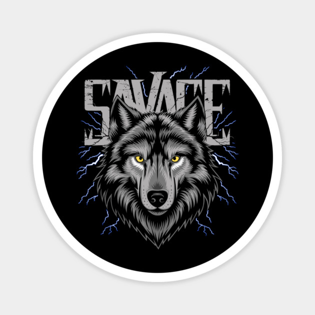 Electric Savage Wolf Head Design Magnet by Designed By Marty