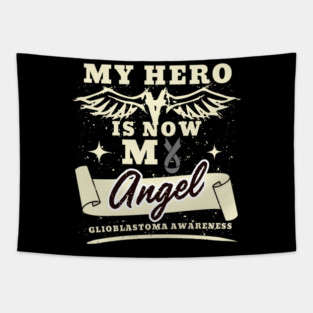 Retro Vintage My Hero Is Now My Angel Awareness Gift For Glioblastoma Warrior, Glioblastoma Multiforme Shirt, GBM Shirt, Grade IV Astrocytoma Tapestry