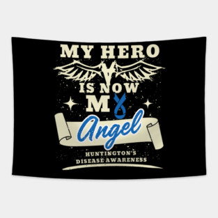 Retro Vintage My Hero Is Now My Angel Awareness Gift For Huntington's Disease Warrior Fighter, Huntington's Chorea  Neurodegenerative Disease Tapestry