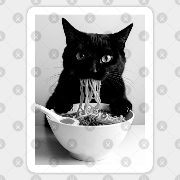 Cat and Ramen-2 Sticker by Megadorim