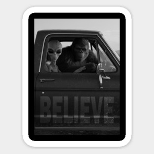 Alien and Bigfoot-Believe Magnet