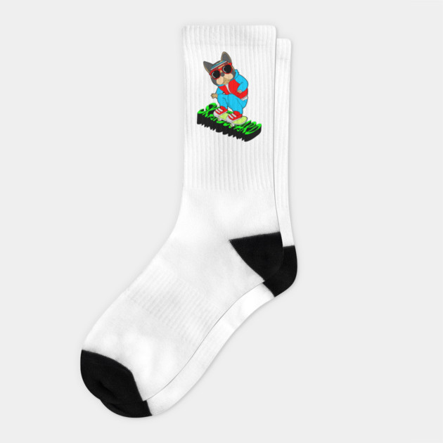 Dog Skater Cool Dog Skateboard Socks by Urbanprint