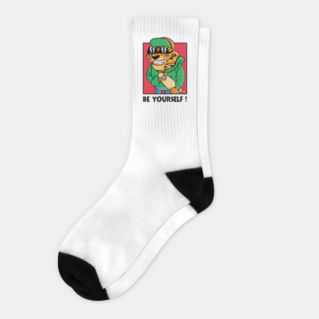 Be Yourself  Bold Lion Skateboard Design Socks by Urbanprint