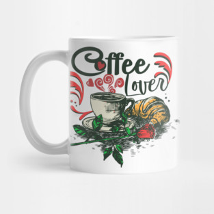 Coffee Lover's Dream - Vintage-Inspired Mug and Croissant Art Mug
