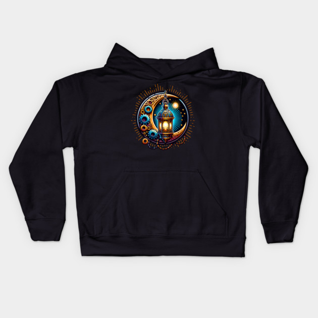 Steampunk Ramadan Moon and Lantern Kids Hoodie by HolidayBug