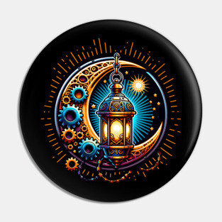 Steampunk Ramadan Moon and Lantern Pin