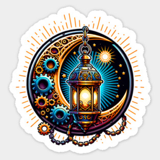 Steampunk Ramadan Moon and Lantern Sticker