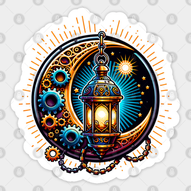 Steampunk Ramadan Moon and Lantern Sticker by HolidayBug