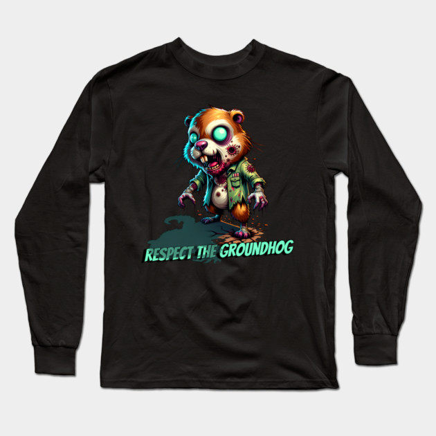 Zombie Groundhog Long Sleeve T-Shirt by HolidayBug