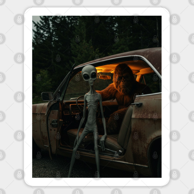 Alien and Bigfoot-Believe-3 Sticker by Megadorim