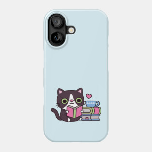 Cute Tuxedo Cat Loves Reading Books Phone Case