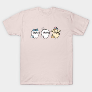 Chiikawa and Friends - Book Club, Wearing Glasses | Hachiware Usagi | Cute Kawaii Bear Cat Rabbit T-Shirt