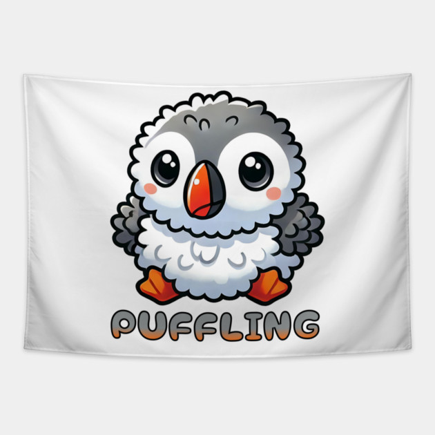 Puffling, what a baby Puffin is called, cute fluffy design Tapestry by Luxinda