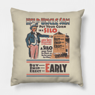 Build a Silo for the Nation - WWI Propaganda Poster Pillow