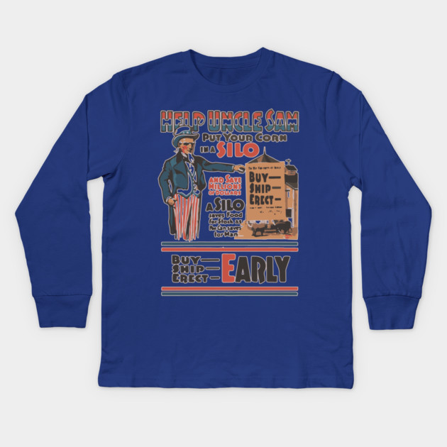 Build a Silo for the Nation - WWI Propaganda Poster Kids Long Sleeve T-Shirt by TuncGK