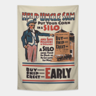 Build a Silo for the Nation - WWI Propaganda Poster Tapestry