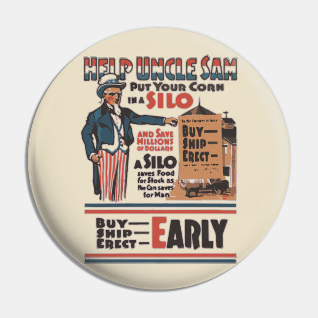 Build a Silo for the Nation - WWI Propaganda Poster Pin by TuncGK
