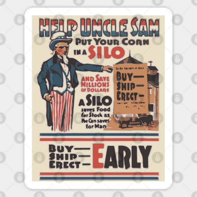 Build a Silo for the Nation - WWI Propaganda Poster Sticker by TuncGK