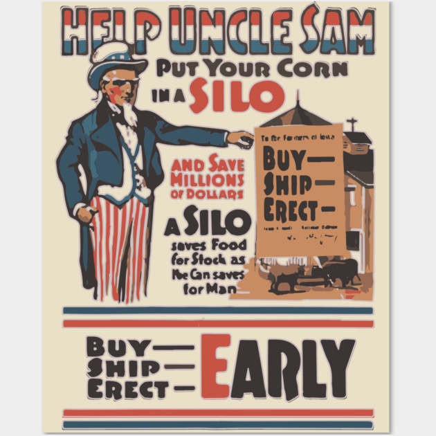 Build a Silo for the Nation - WWI Propaganda Poster Wall Art by TuncGK