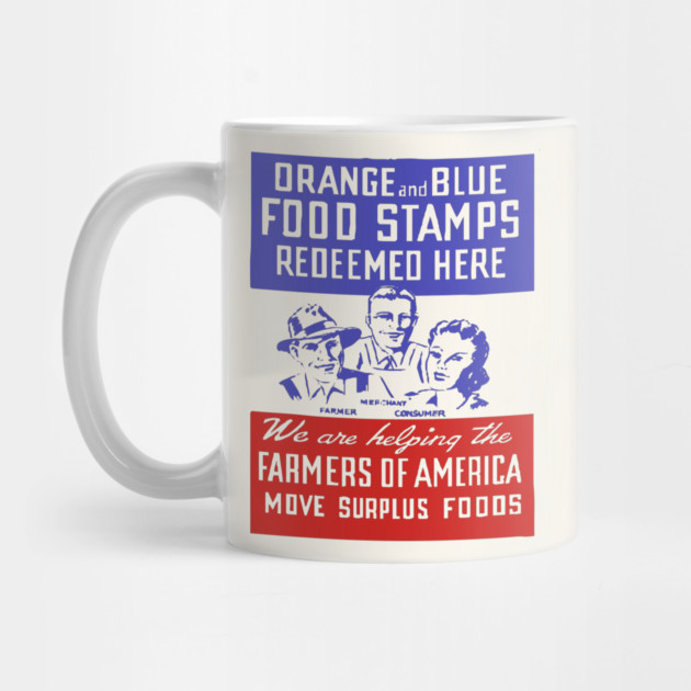 Orange and Blue Food Stamps - Vintage Farmers of America Poster by TuncGK