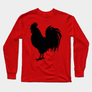 Black Rooster Silhouette Long Sleeve T-Shirt