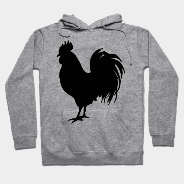 Black Rooster Silhouette Hoodie by DonWillisJrArt