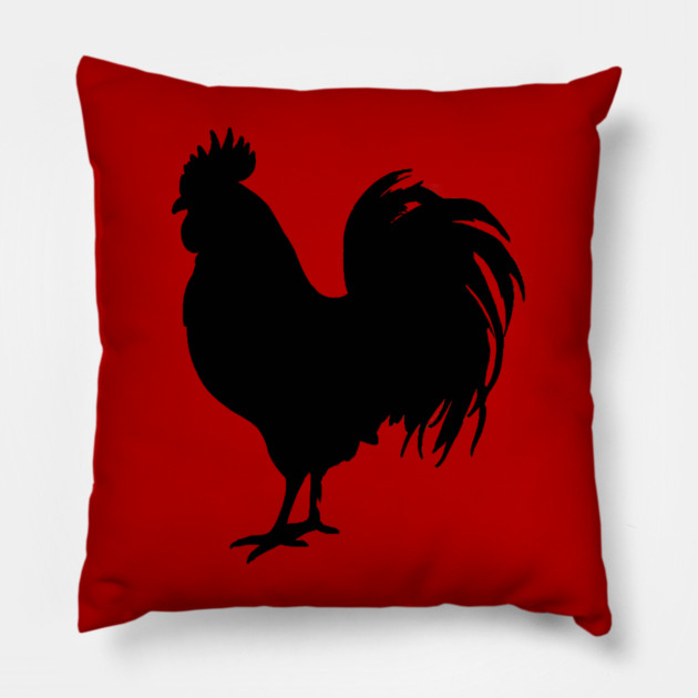 Black Rooster Silhouette Pillow by DonWillisJrArt