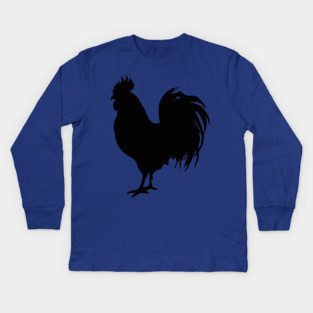 Black Rooster Silhouette Kids Long Sleeve T-Shirt