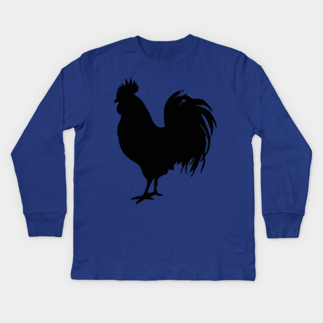 Black Rooster Silhouette Kids Long Sleeve T-Shirt by DonWillisJrArt
