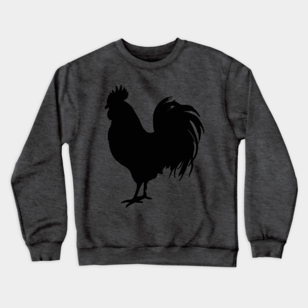 Black Rooster Silhouette Crewneck Sweatshirt by DonWillisJrArt