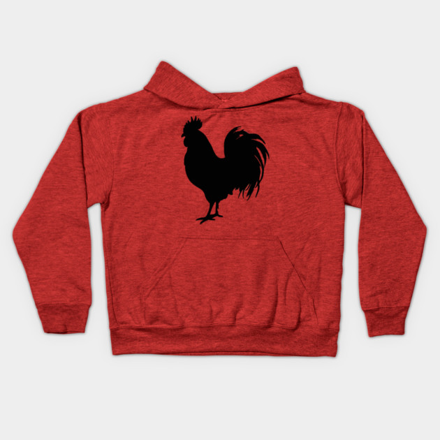 Black Rooster Silhouette Kids Hoodie by DonWillisJrArt