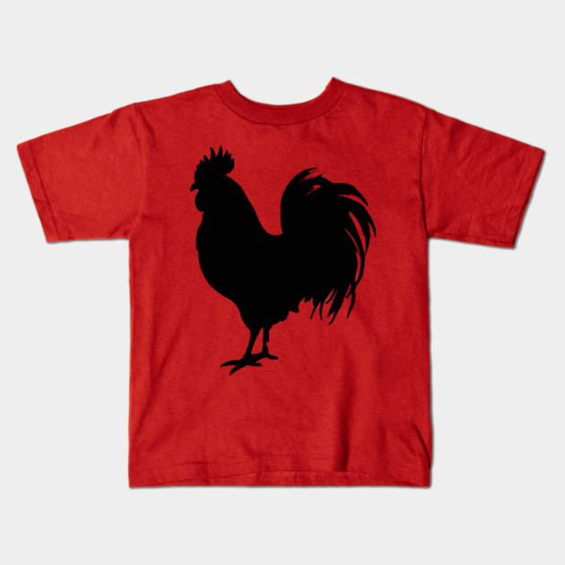 Black Rooster Silhouette Kids T-Shirt by DonWillisJrArt