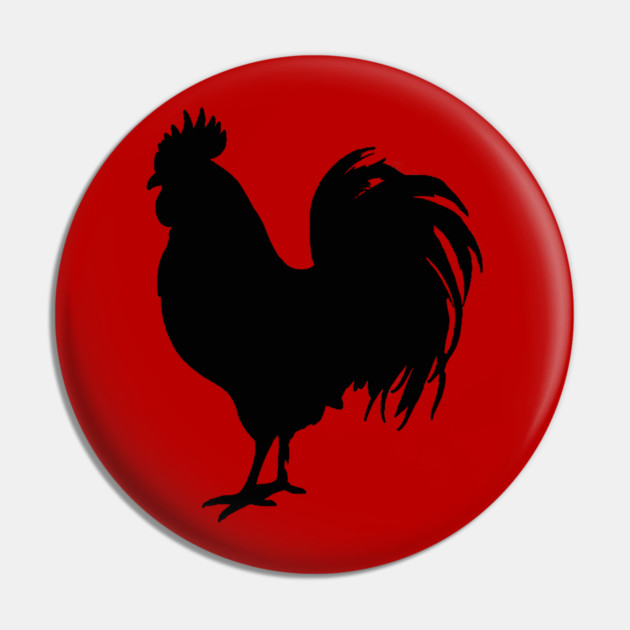 Black Rooster Silhouette Pin by DonWillisJrArt
