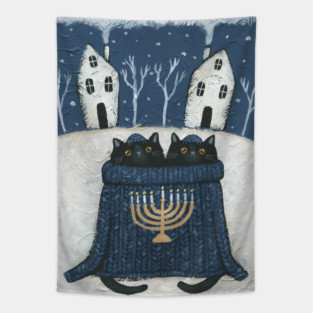 The Hanukkah Sweater Cats Tapestry