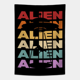 Alien - Retro Vintage Silhouette Design - Gift for UFO Enthusiasts Tapestry