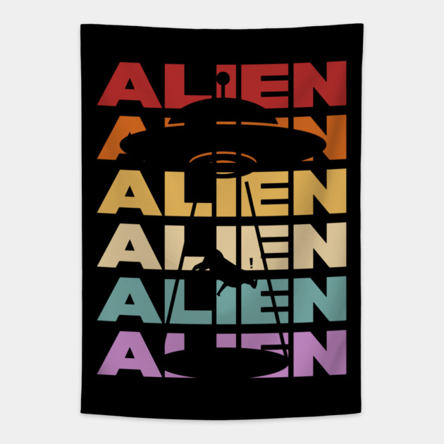 Alien - Retro Vintage Silhouette Design - Gift for UFO Enthusiasts Tapestry by TuncGK