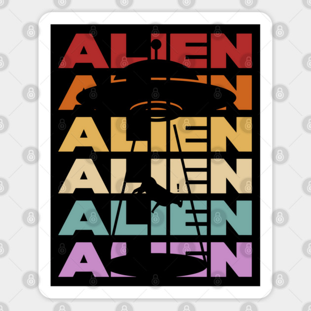 Alien - Retro Vintage Silhouette Design - Gift for UFO Enthusiasts Sticker by TuncGK