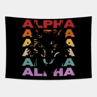 Alpha Wolf - Retro Vintage Style Pastel Design Tapestry