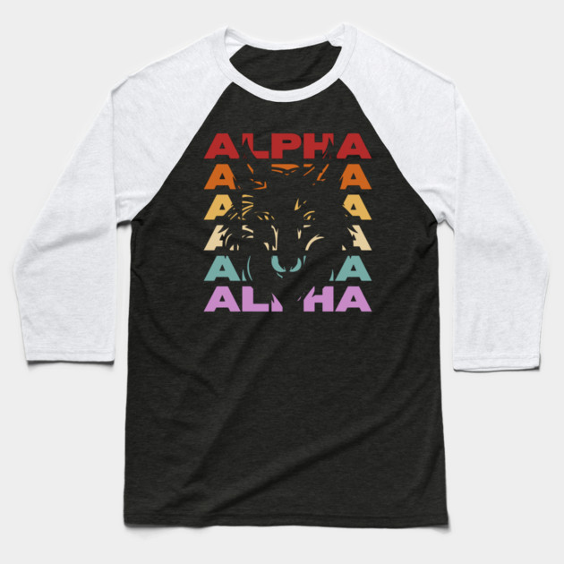 Alpha Wolf - Retro Vintage Style Pastel Design Baseball T-Shirt by TuncGK