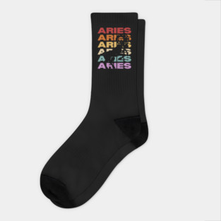 Aries Zodiac - Retro Vintage Pastel Typography - Birthday Gift Socks