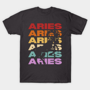 Aries Zodiac - Retro Vintage Pastel Typography - Birthday Gift T-Shirt