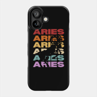 Aries Zodiac - Retro Vintage Pastel Typography - Birthday Gift Phone Case
